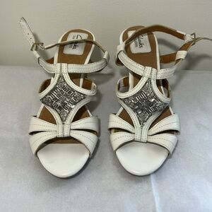 Clarks white wedge  Sandals with Strappy Design and Low Heel
